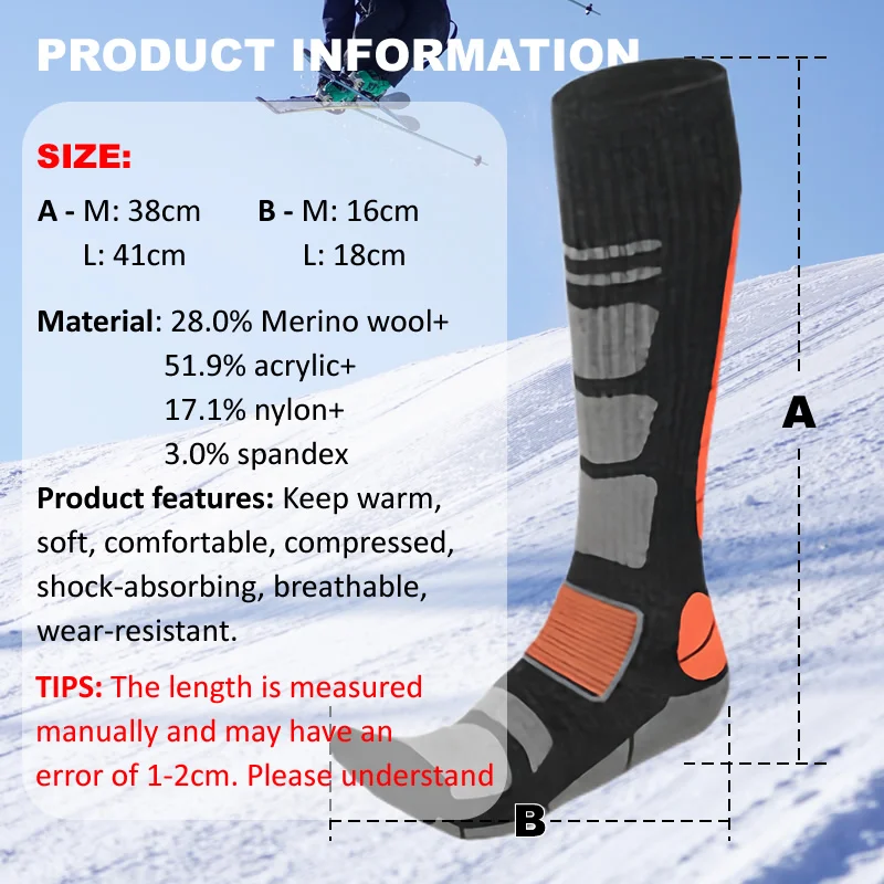 1 Pair Merino Wool Ski Socks M - огляд і ціна Thermal Sock Winter