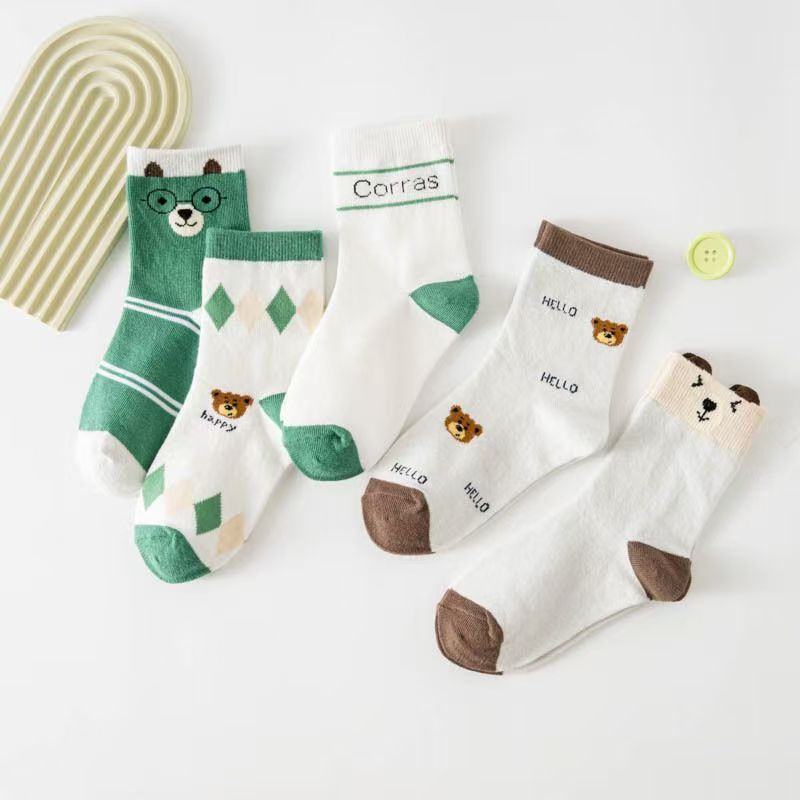 5 Pack Toddler Cartoon Bear Pa - огляд і ціна Cotton Crew Sock Pack